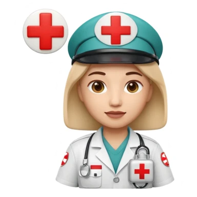 Apple Memoji-style 3D emoji of a paramedic with a red cross badge and medical kit, rounded shapes, soft shading, no background.
 sticker