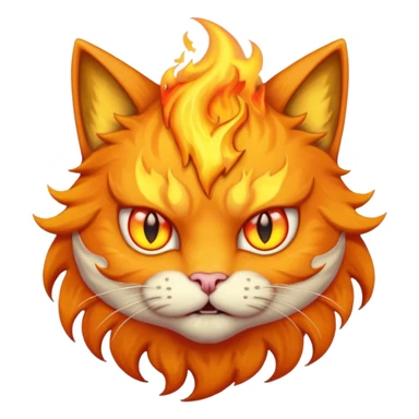 furious cat with flames sticker