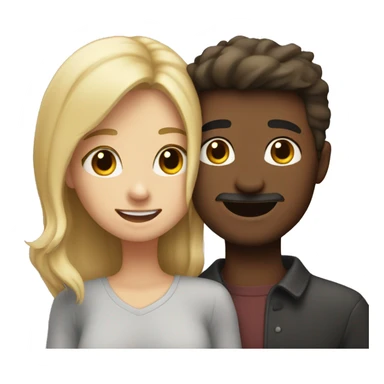 couple hug with warm smiles, blond girl & darkhaired guy  sticker