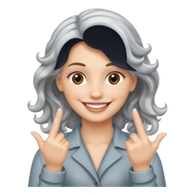 silver, wavy- haired, smiling pretty lady, index and middle fingers crossed sticker