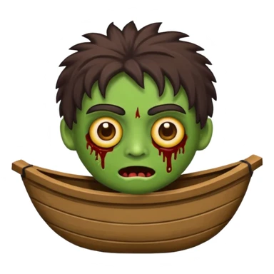 Crie um emoji de zumbi do iphone que tenha o cabelo castanho médio, de cumprimento no peito, que tenha uma franja no tamanho da sobrancelha, com os olhos escuros e que use uma regata preta sticker