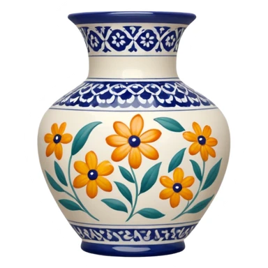 Pretty vase with floral pattern sticker