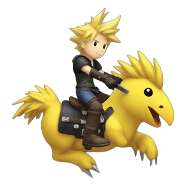 cloud strife riding a black chocobo sticker