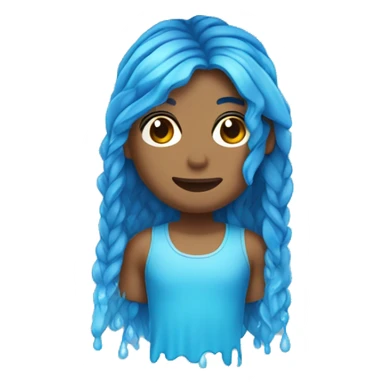 avatar de agua con pelo trenzado y piel azul  sticker