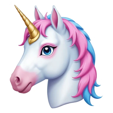 head of an anthropomorphised female unicorn horse, standard pose sticker