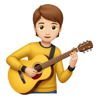 yellow Guy with brown hair playing a guitar sticker