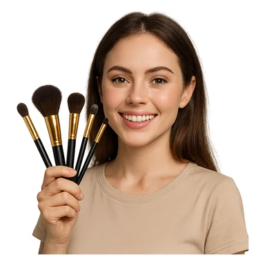 person holding makeup brushes, variation 2 sticker