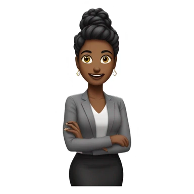 Emoji de chica emprendedora de pelo negro con antiojos con aritos sticker