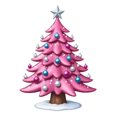 A pink Christmas tree with snow White glitter decorations sticker