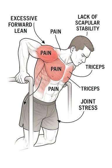 Dolore nel dip per errori di tecnica, facciamo capire bene i dolori sticker
