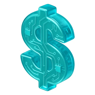 money symbol, glossy circuit style, modern and tech-inspired, transparent background sticker