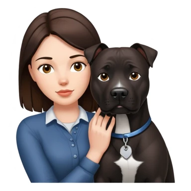 Brunette with a big black amstaff dog sticker