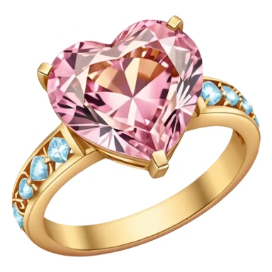 Golden Diamond Pastel Pink Heart Ring sticker