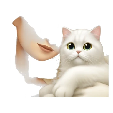 Blonde girl snuggling white Persian cat sticker
