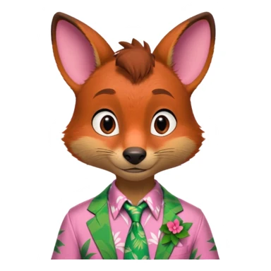 Nick Wilde with a pink Hawaii shirt and green Hawaii tie from the Zootopia Disney movie sticker