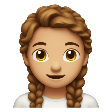 cute emoji with brown hair holding a heart sticker
