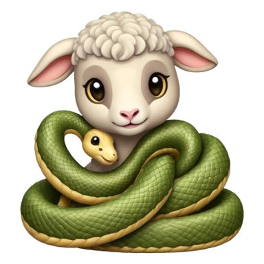 Lamb hugging cute snake sticker
