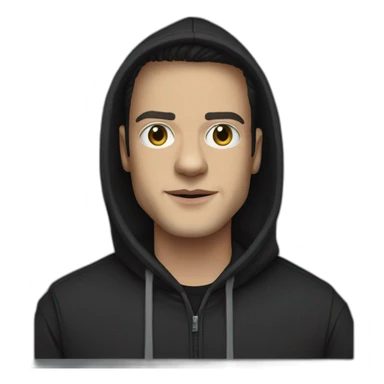 Elliot Alderson wearing black hoodie Mr Robot Emoji sticker