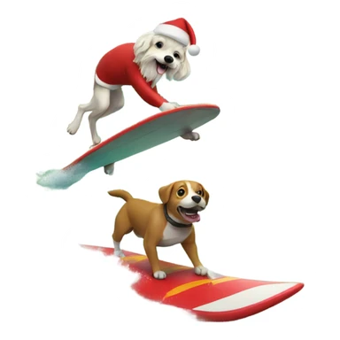 dog surfing with santa on a big wave sticker