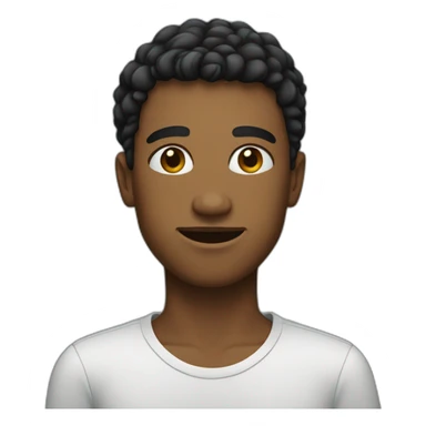 A young man with a square face having a square object sticker