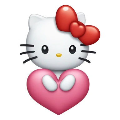 Hello kitty emoji holding a heart sticker