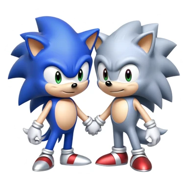 Sonic the Hedgehog, baby Sonic, and Silver the Hedgehog holding hands together sticker
