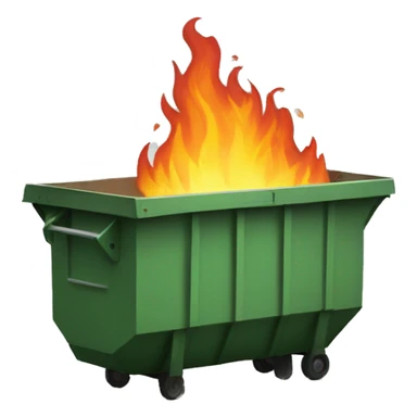 dumpster fire with a license plate sticker