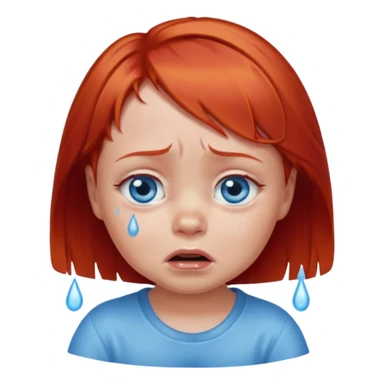 red hair baby girl big eyes short hair crying sticker
