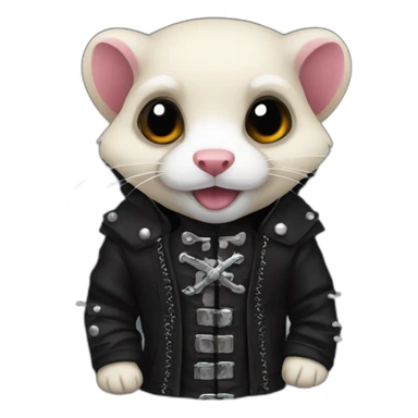 Red ferret wearing black gothic heavy metal clothing sticker