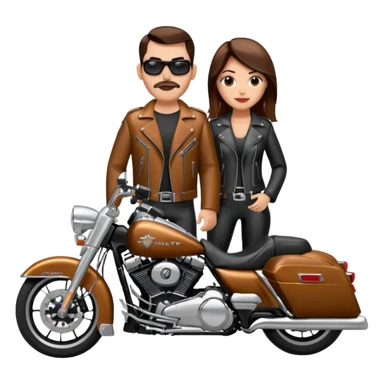 Un couple de biker sur une harley road king sticker