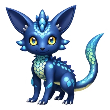 Colorful Iridescent Exotic Salandit-Meowstic-Umbreon-Fakémon-hybrid-creature (full body)  sticker