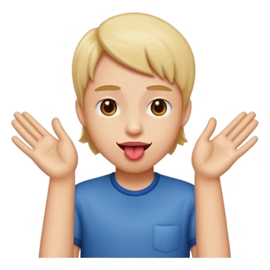 Tongue out with hands on side  sticker