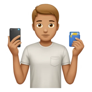 man showing empty pockets sticker