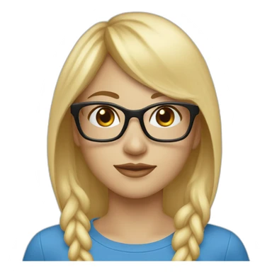 beautiful-woman-with-long-blonde-hair-and-blonde-straight-bangs-and-glasses-and-blue-wearing-in-white-t-shirts-and-black-cap sticker