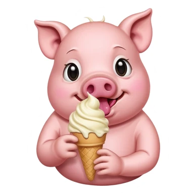 Pig eating ice cream sticker