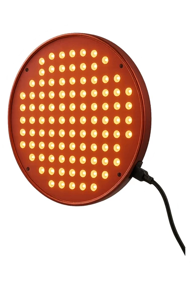 luce rossa led rotonda fluttua in aria, iperrealistica 4k sticker