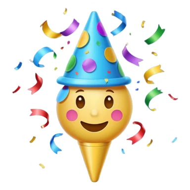 colorful party popper, smiling, multicolored confetti, festive sticker