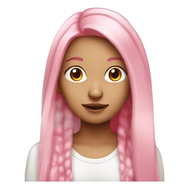 Pretty girl with pink long hair  sticker