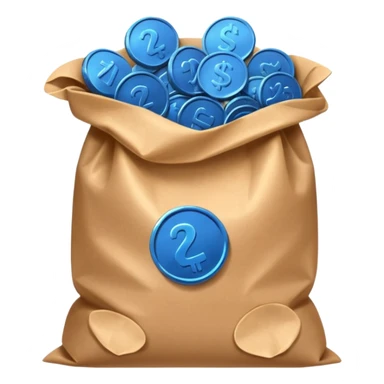 brown bag of blue coins sticker