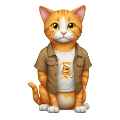 orange cat wearing a shirt that says simba sticker