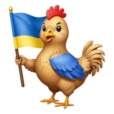 Chicken holding Ukraine flag sticker