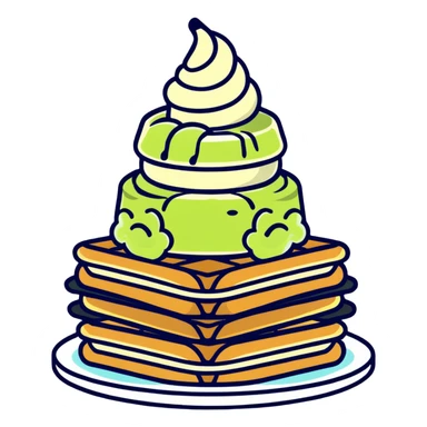 matcha ice cream on a stack of waffles sticker