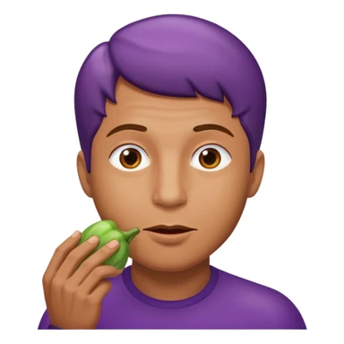 a guy sucking on an eggplant  sticker