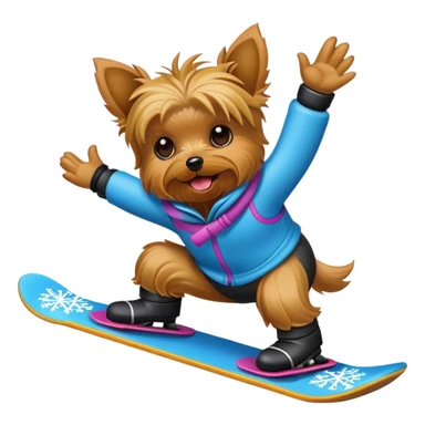 Yorkie snowboarding sticker