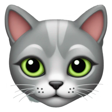 gato gris con ojos verdes rodeado de corazones con destellos sticker