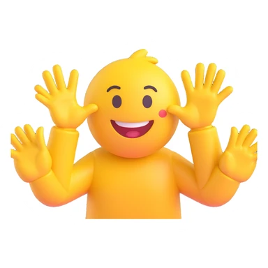 yellow emoji style ,  hands clapping, joyful celebration, focus on hands, motion blur, bright background sticker