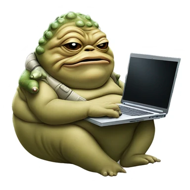 Jabba the Hutt from Star Wars with a laptop sticker