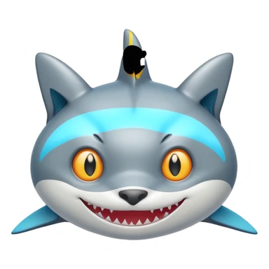 shark body with a cat face sticker