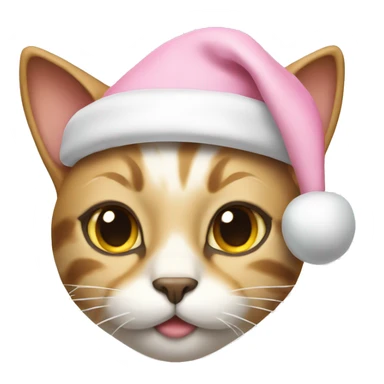 Cat with a light pink santa hat sticker