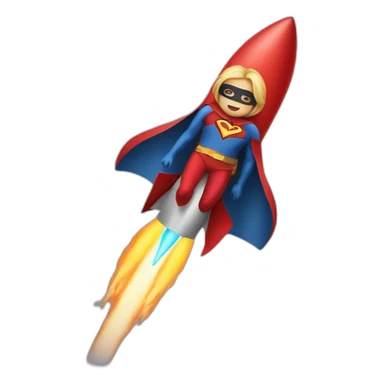 person dressed with a superhero cape riding on a rocket sticker
